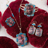 Scenic Red Floral Blue Apatite Golden Cuff Bracelet - Barse Jewelry - Flyclothing LLC