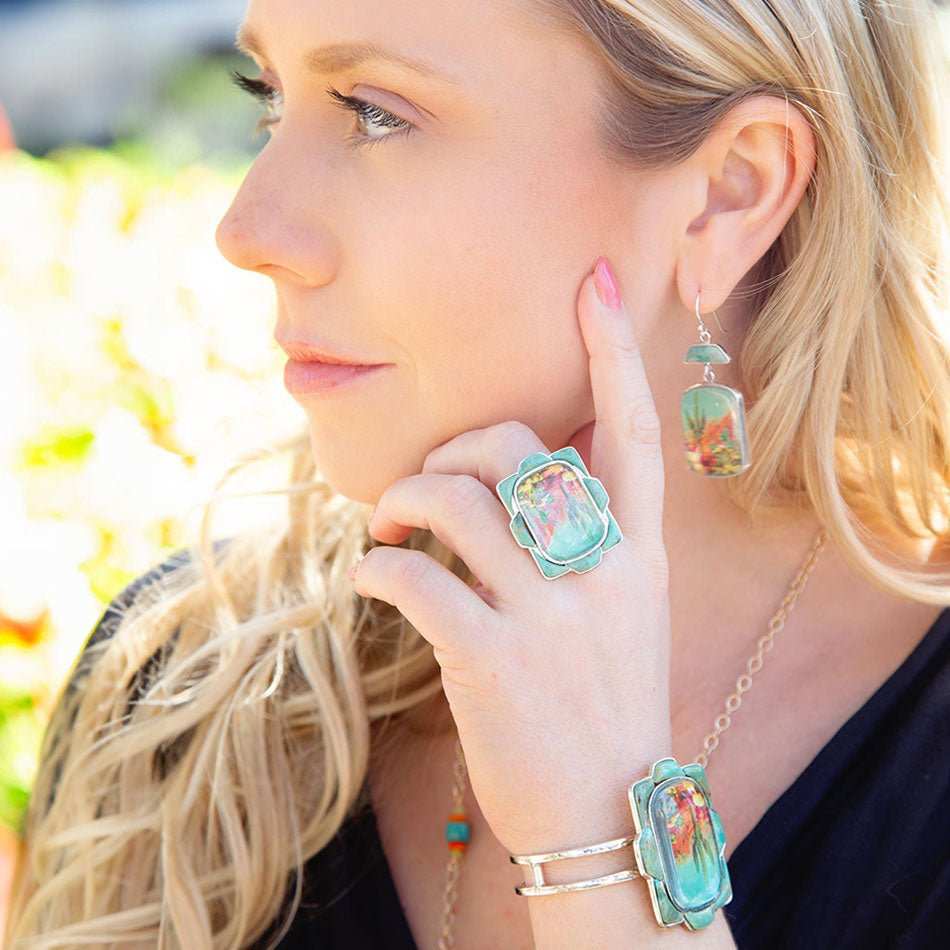 Scenic Sedona Blue Turquoise and Golden Cuff Bracelet - Barse Jewelry - Flyclothing LLC