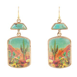 Scenic Sedona Desert Blue Turquoise Golden Drop Earrings - Barse Jewelry - Flyclothing LLC