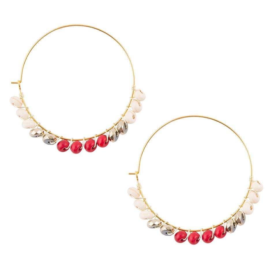 Sepia Red Hoop Earrings - Barse Jewelry - Flyclothing LLC