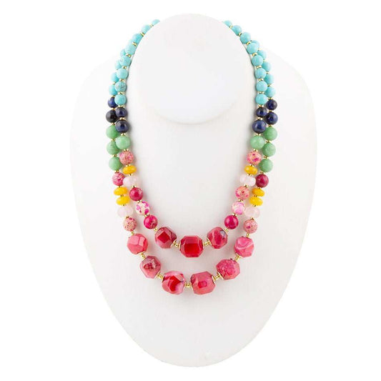 Colorful Serape Multi Stone Statement Necklace - Barse Jewelry - Flyclothing LLC