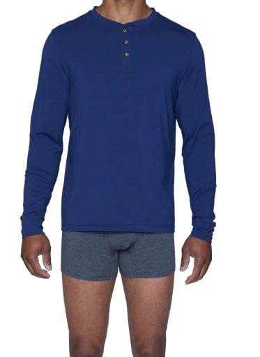 Wood Underwear deep space blue long sleeve henley - Wood Underwear - Flyclothing LLC