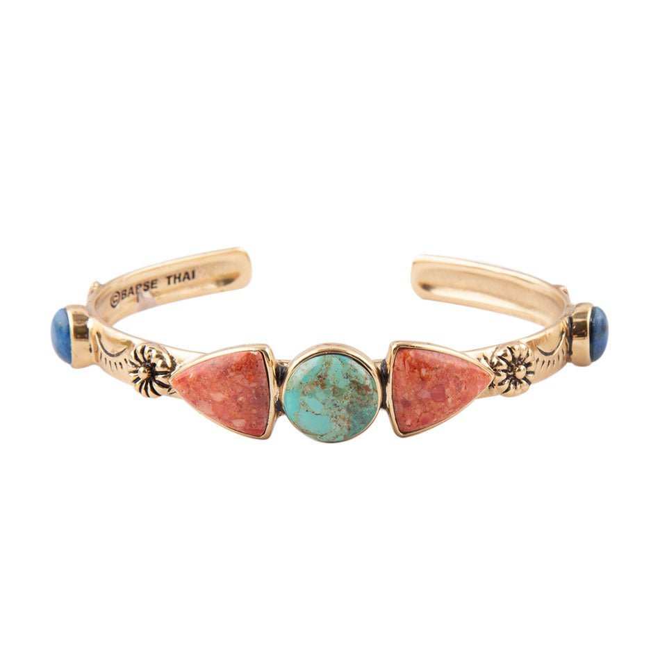 Shades of Multi Stone Golden Cuff Bracelet - Barse Jewelry - Flyclothing LLC