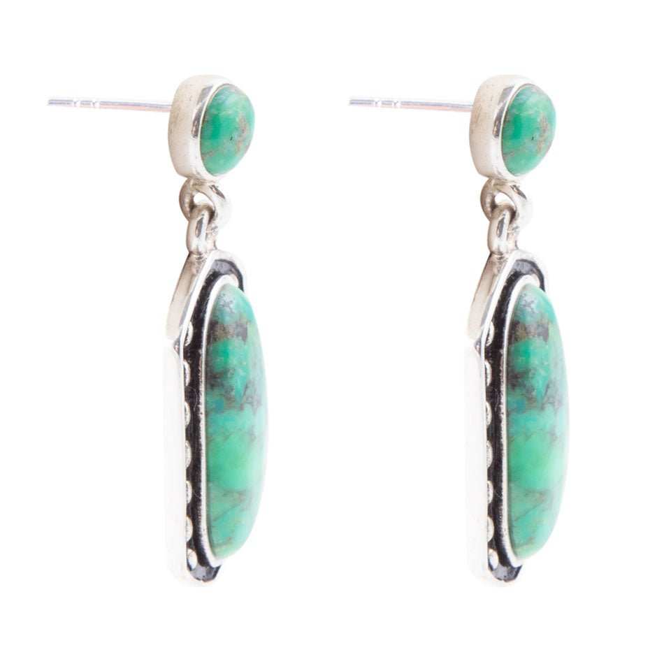 Shielded Lime Turquoise and Sterling Silver Earrings - Barse Jewelry - Flyclothing LLC
