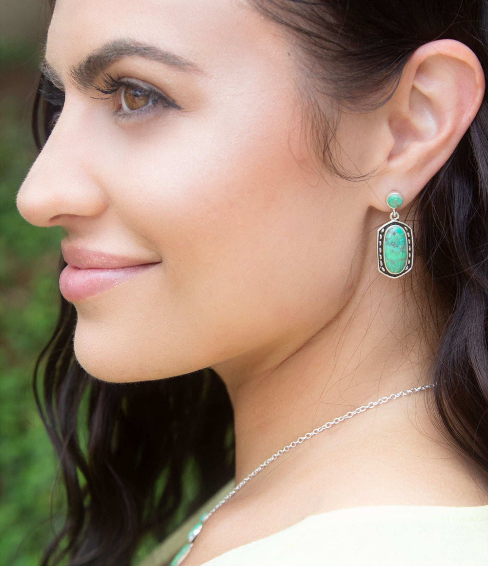 Shielded Lime Turquoise and Sterling Silver Earrings - Barse Jewelry - Flyclothing LLC