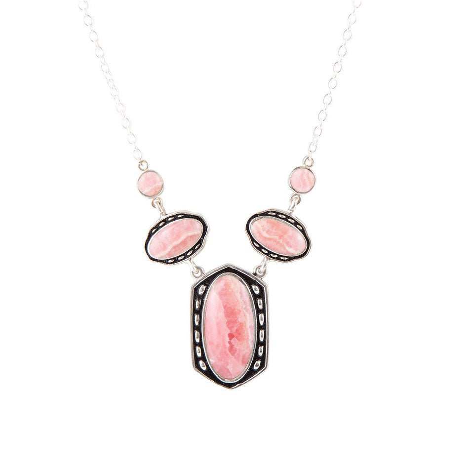 Shielded Pink Rhodonite and Sterling Silver Necklace - Barse Jewelry - Flyclothing LLC