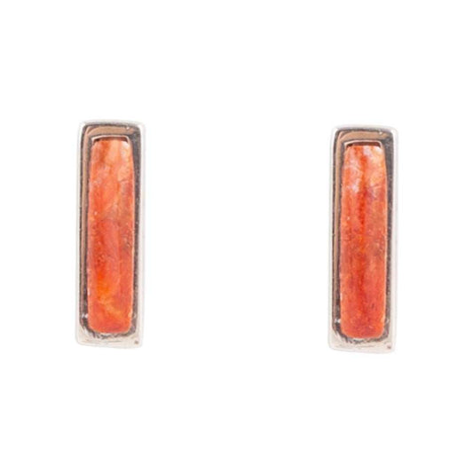 Short Linear Orange Sponge Coral and Sterling Earrings - Barse Jewelry - Flyclothing LLC