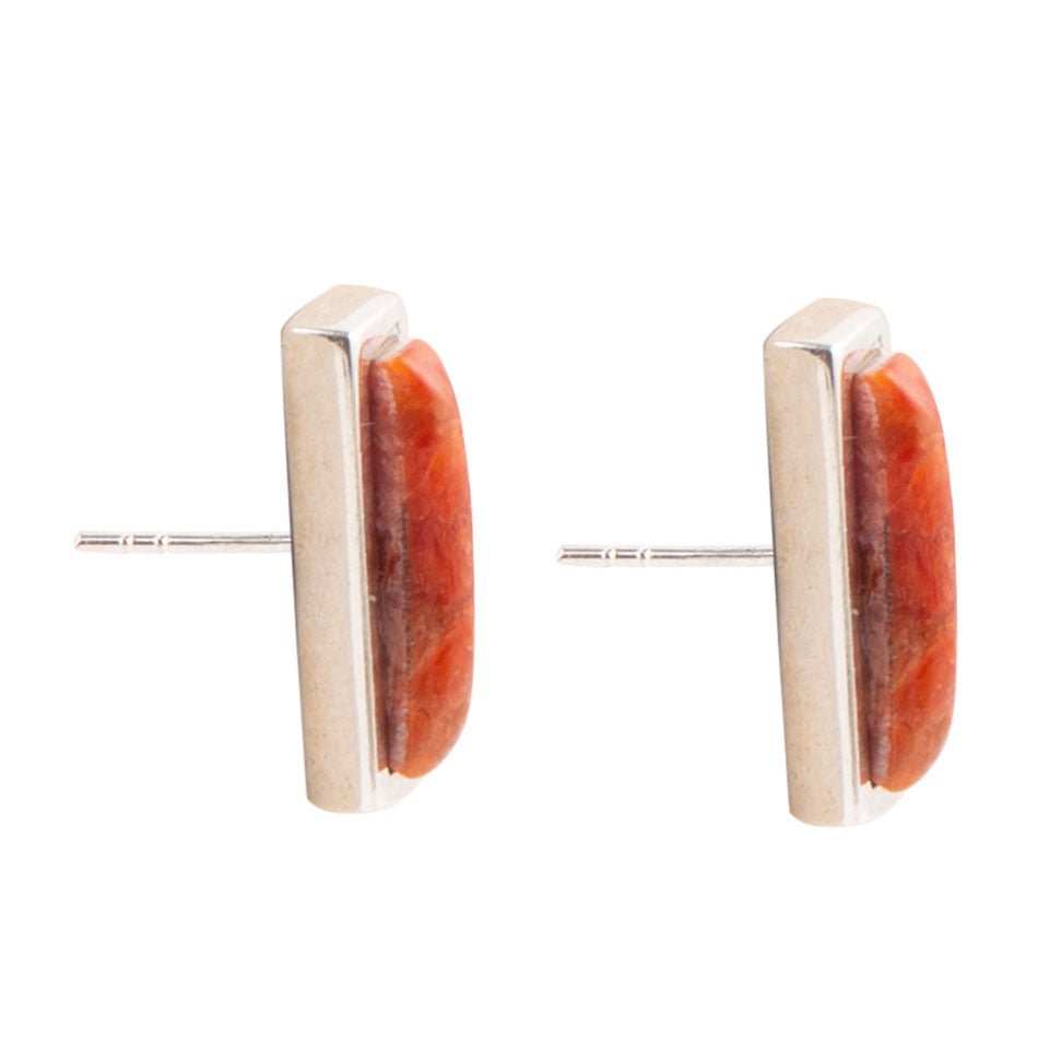 Short Linear Orange Sponge Coral and Sterling Earrings - Barse Jewelry - Flyclothing LLC