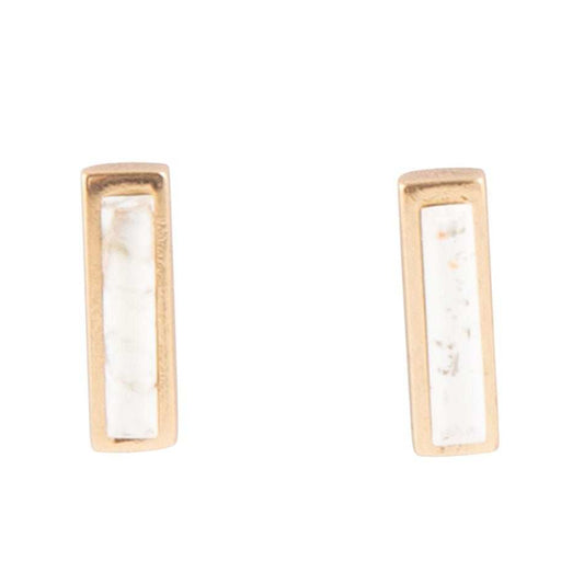 Short Linear White Picture Jasper and Bronze Stud - Barse Jewelry - Flyclothing LLC
