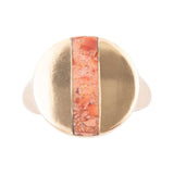 Signet Orange Sponge Coral and Golden Circle Ring - Barse Jewelry - Flyclothing LLC