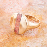 Signet Orange Sponge Coral and Golden Circle Ring - Barse Jewelry - Flyclothing LLC