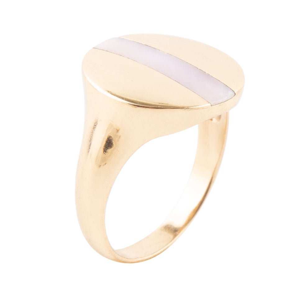 Signet Pink Opal and Bronze Circle Ring - Barse Jewelry - Flyclothing LLC
