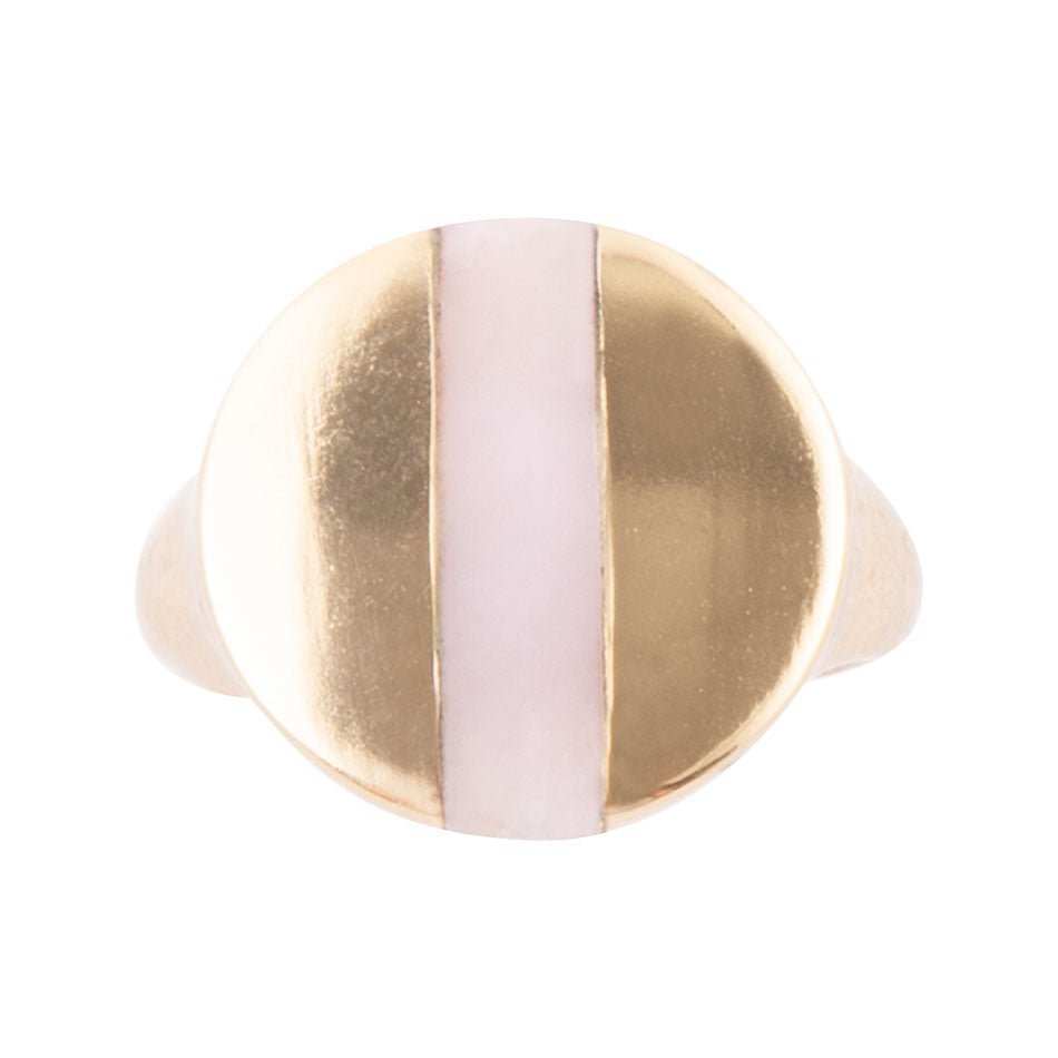 Signet Pink Opal and Bronze Circle Ring - Barse Jewelry - Flyclothing LLC