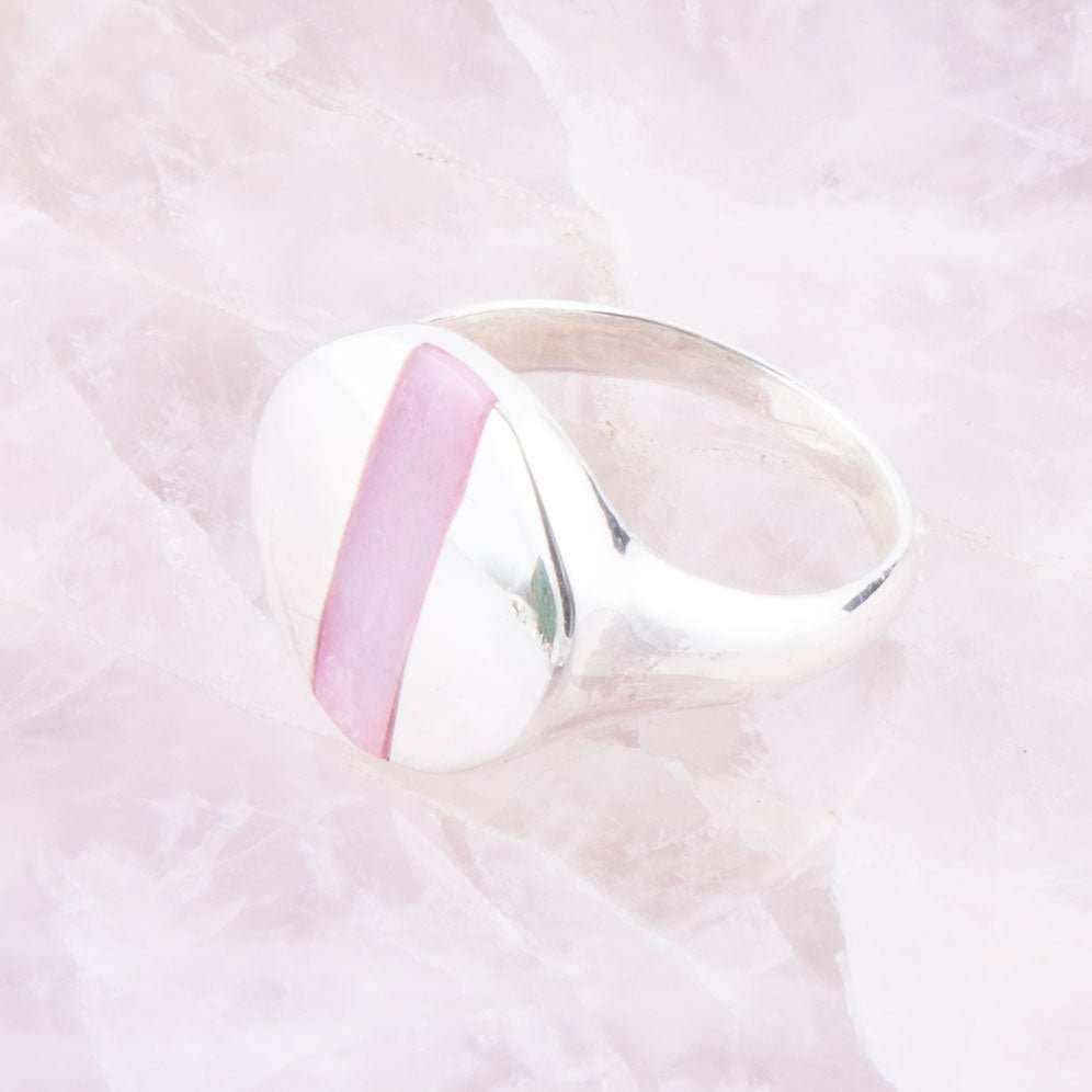 Signet Pink Opal and Sterling Silver Circle Ring - Barse Jewelry - Flyclothing LLC