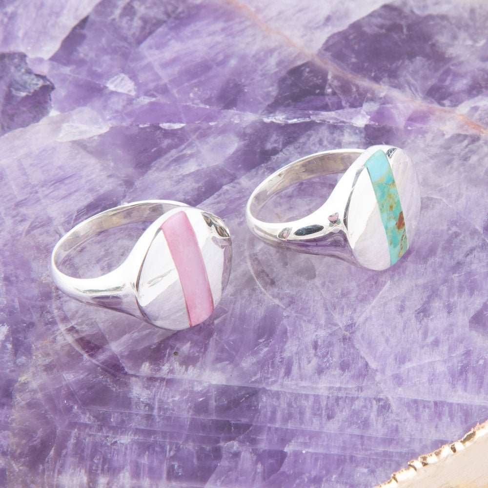Signet Pink Opal and Sterling Silver Circle Ring - Barse Jewelry - Flyclothing LLC
