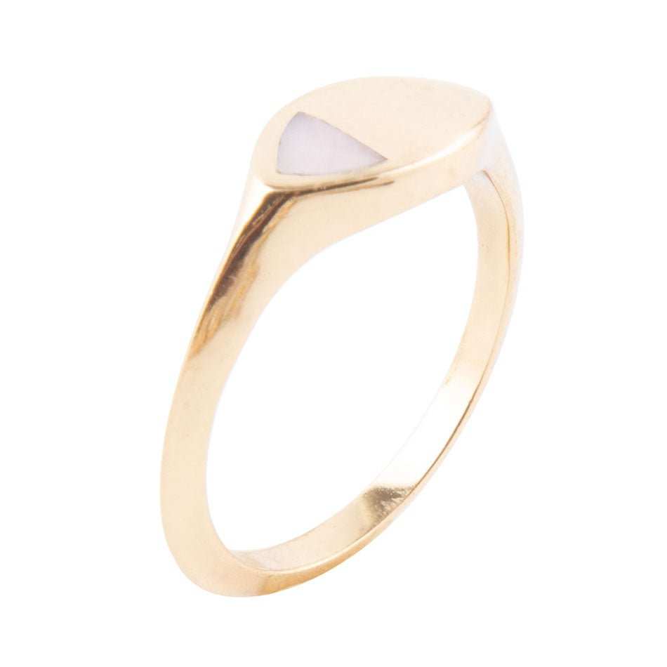 Signet Triangle Pink Opal and Bronze Ring - Barse Jewelry - Flyclothing LLC