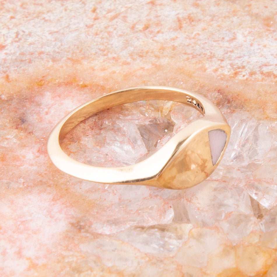 Signet Triangle Pink Opal and Bronze Ring - Barse Jewelry - Flyclothing LLC