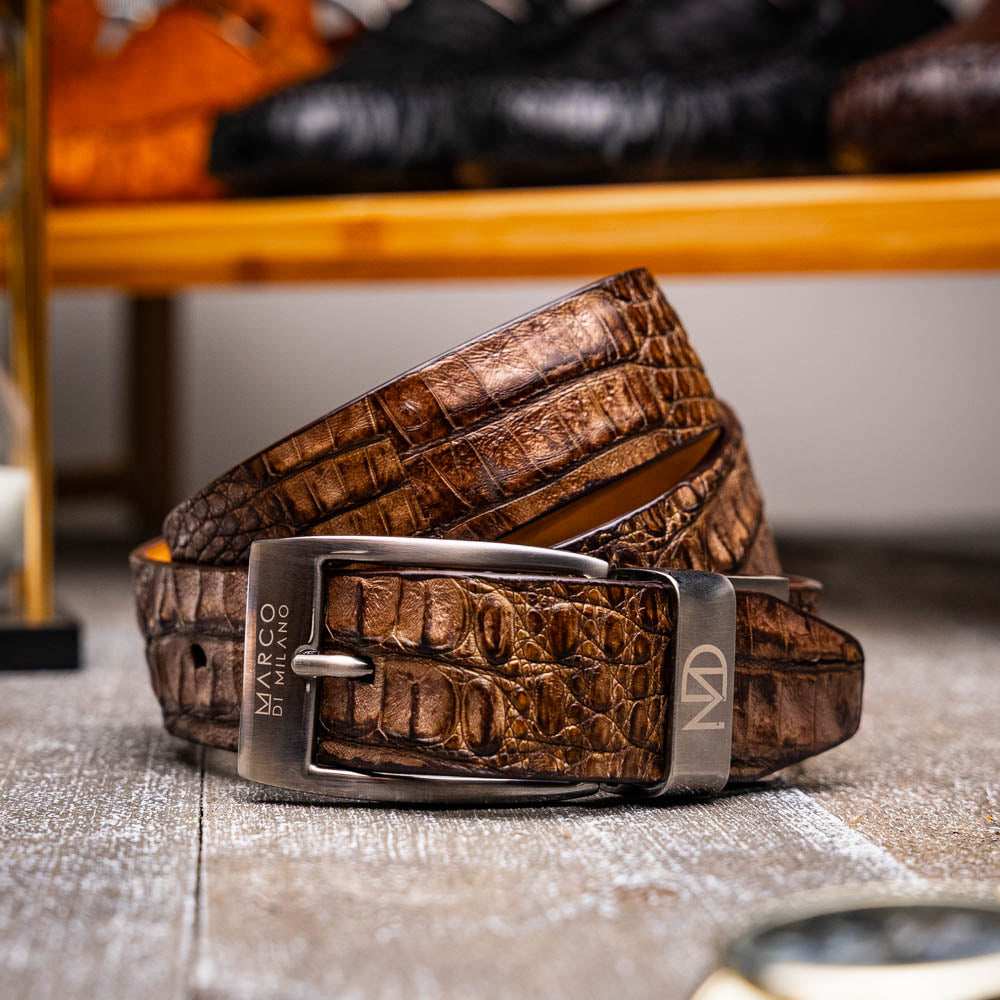 Silvio Belt Washed Brown - Marco Di Milano - Flyclothing LLC