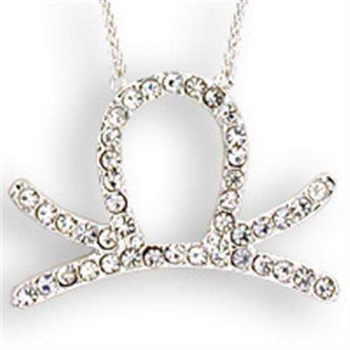 SNK01 - Silver Brass Chain Pendant with Top Grade Crystal in Clear - Alamode - Flyclothing LLC