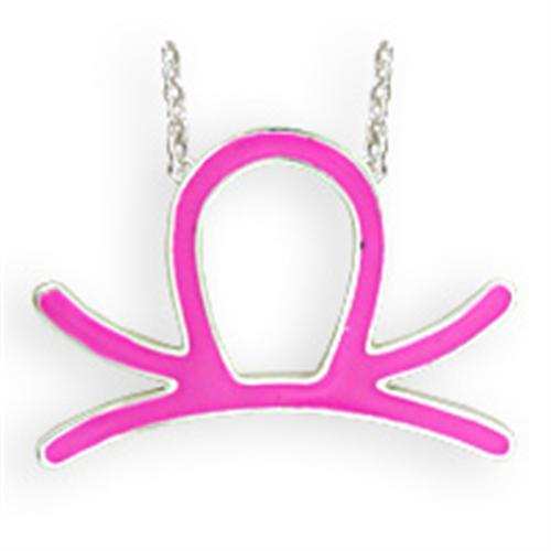 SNK01PINK - Silver Brass Chain Pendant with Epoxy in Rose - Alamode - Flyclothing LLC