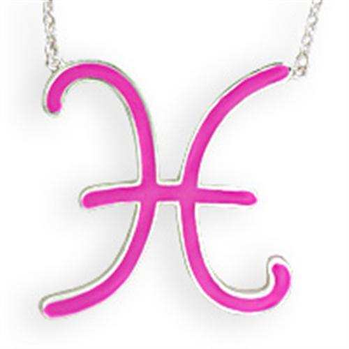 SNK02PINK - Silver Brass Chain Pendant with Epoxy in Rose - Alamode - Flyclothing LLC