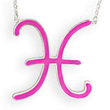 SNK02PINK - Silver Brass Chain Pendant with Epoxy in Rose - Alamode - Flyclothing LLC