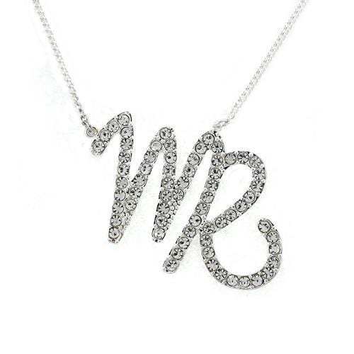 SNK03 - Silver Brass Chain Pendant with Top Grade Crystal in Clear - Alamode - Flyclothing LLC