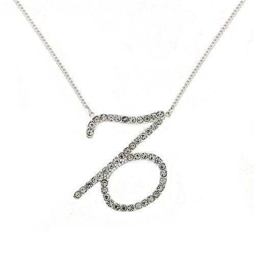 SNK04 - Silver Brass Chain Pendant with Top Grade Crystal in Clear - Alamode - Flyclothing LLC
