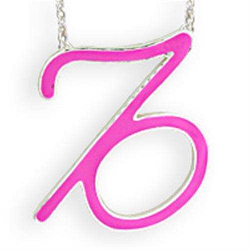 SNK04PINK - Silver Brass Chain Pendant with Epoxy in Rose - Alamode - Flyclothing LLC