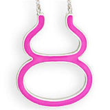 SNK05PINK - Silver Brass Chain Pendant with Epoxy in Rose - Alamode - Flyclothing LLC