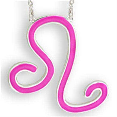 SNK06PINK - Silver Brass Chain Pendant with Epoxy in Rose - Alamode - Flyclothing LLC
