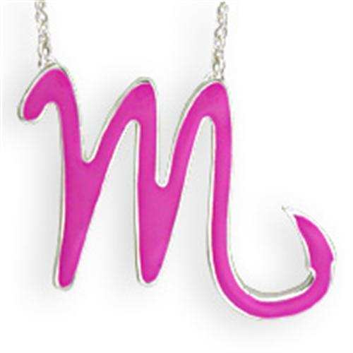 SNK07PINK - Silver Brass Chain Pendant with Epoxy in Rose - Alamode - Flyclothing LLC