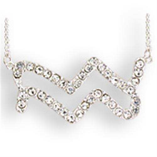 SNK09 - Silver Brass Chain Pendant with Top Grade Crystal in Clear - Alamode - Flyclothing LLC