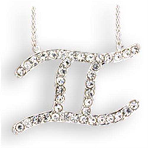 SNK10 - Silver Brass Chain Pendant with Top Grade Crystal in Clear - Alamode - Flyclothing LLC