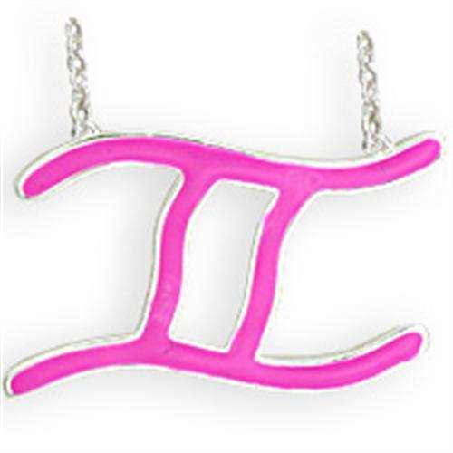 SNK10PINK - Silver Brass Chain Pendant with Epoxy in Rose - Alamode - Flyclothing LLC