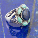 Soledad Blue Denim Lapis & Amazonite Sterling Silver Ring - Barse Jewelry - Flyclothing LLC