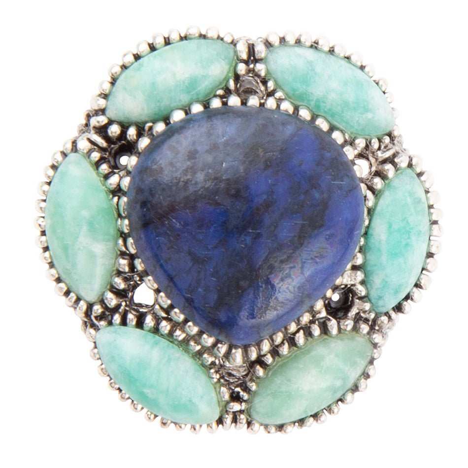 Soledad Blue Denim Lapis & Amazonite Sterling Silver Ring - Barse Jewelry - Flyclothing LLC