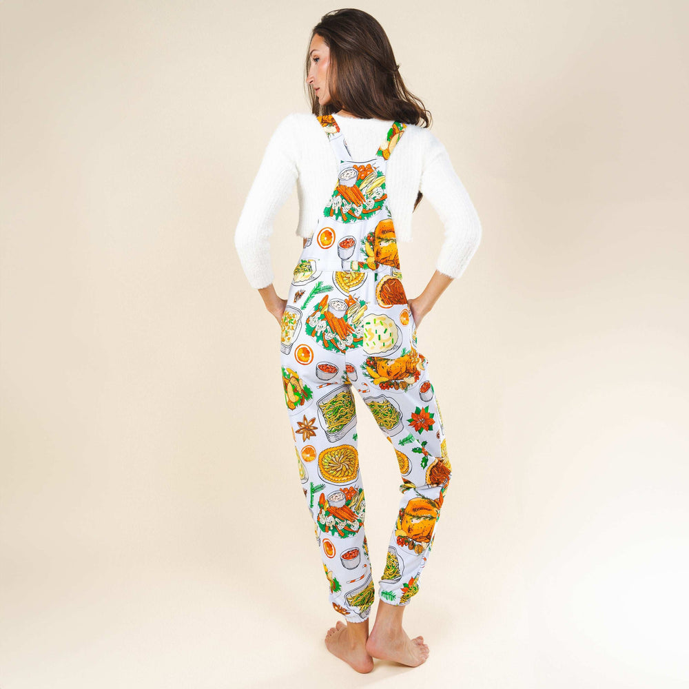 The Spread | White Thanksgiving Women's Pajamaralls® - Shinesty - Flyclothing LLC