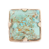 Square Statement Blue Turquoise Golden Ring - Barse Jewelry - Flyclothing LLC