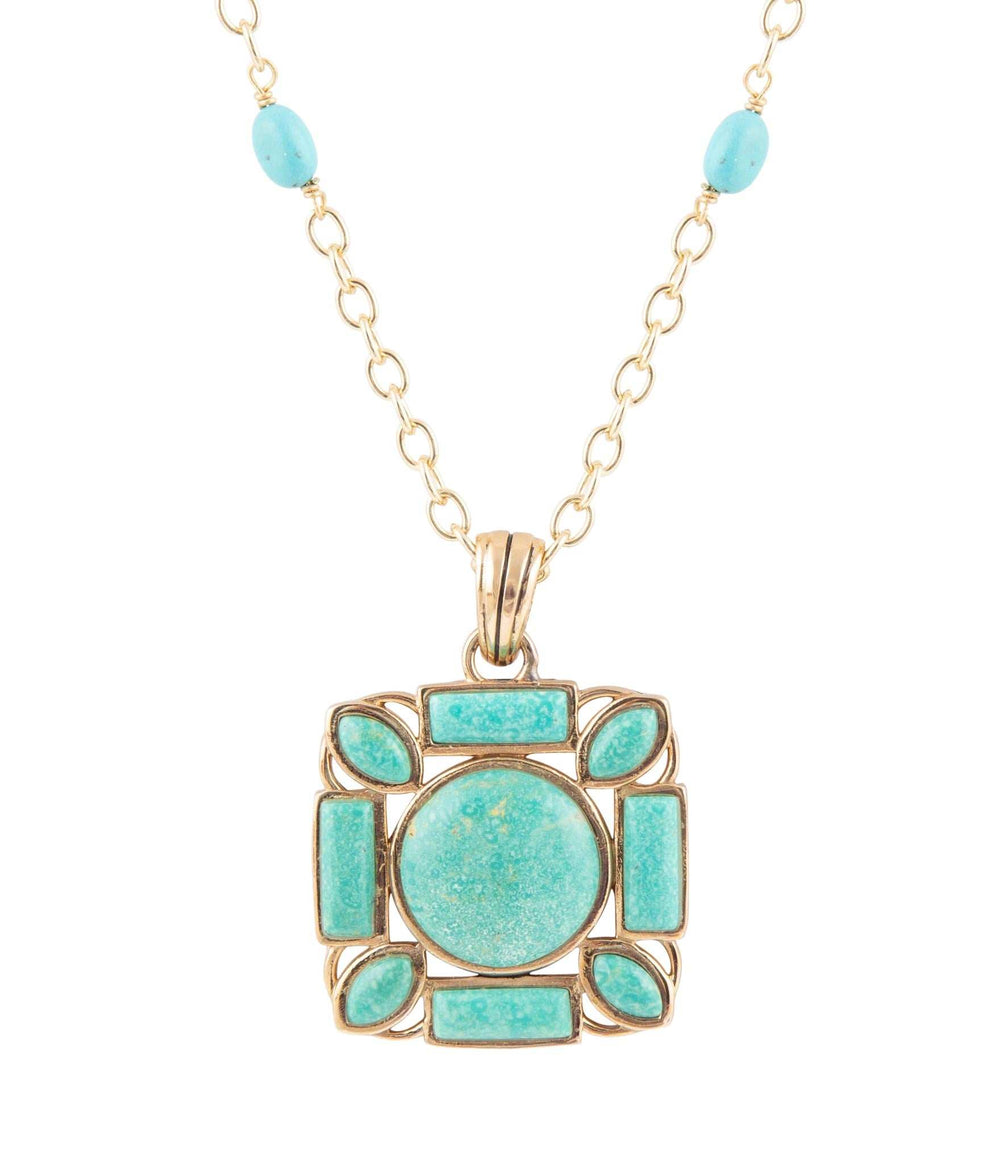 Squared Up Green Turquoise Pendant Necklace - Barse Jewelry - Flyclothing LLC