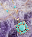 Squared Up Green Turquoise Pendant Necklace - Barse Jewelry - Flyclothing LLC