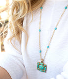 Squared Up Green Turquoise Pendant Necklace - Barse Jewelry - Flyclothing LLC