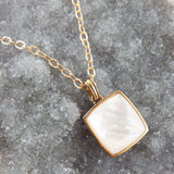Squared Up White Mother of Pearl Golden Pendant Necklace - Barse Jewelry - Flyclothing LLC
