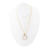 Squared Up White Mother of Pearl Golden Pendant Necklace - Barse Jewelry - Flyclothing LLC