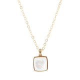 Squared Up White Mother of Pearl Golden Pendant Necklace - Barse Jewelry - Flyclothing LLC