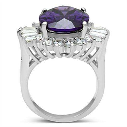 SS001 - Silver 925 Sterling Silver Ring with AAA Grade CZ in Amethyst - Alamode - Flyclothing LLC