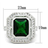 SS002 - Silver 925 Sterling Silver Ring with Synthetic Synthetic Glass in Emerald - Alamode - Flyclothing LLC