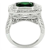 SS002 - Silver 925 Sterling Silver Ring with Synthetic Synthetic Glass in Emerald - Alamode - Flyclothing LLC