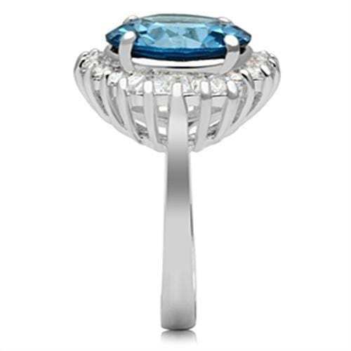 SS003 - Silver 925 Sterling Silver Ring with Synthetic Spinel in London Blue - Alamode - Flyclothing LLC
