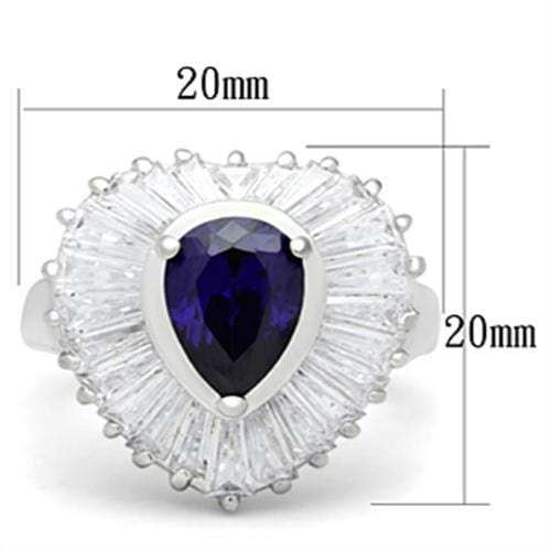 SS004 - Silver 925 Sterling Silver Ring with AAA Grade CZ in Tanzanite - Alamode - Flyclothing LLC